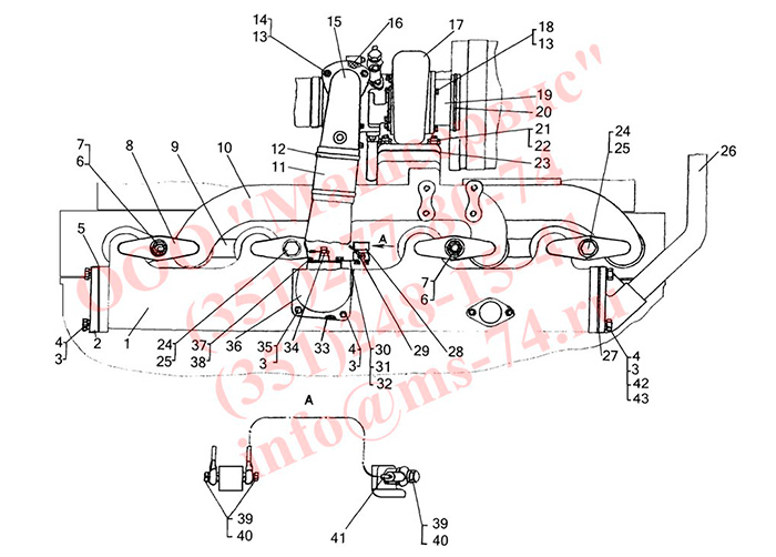 Установка коллекторов для дизелей с турбокомпрессором ТКР 8,5С