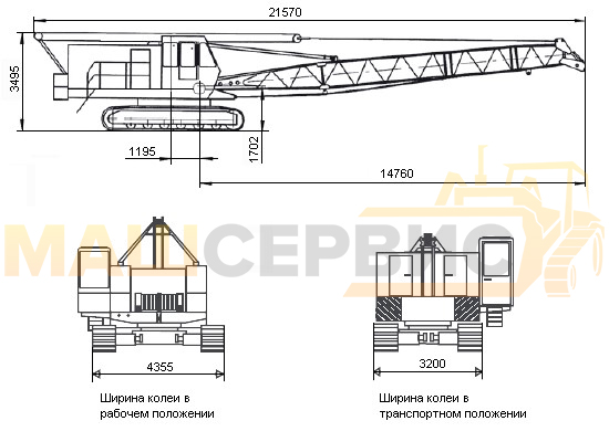 Габаритные размеры крана ДЭК-321